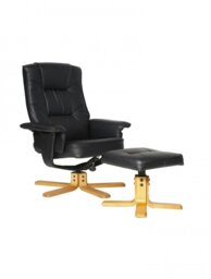 Rackhams Drake recliner + footstool in black - Black - thumbnail 1