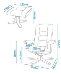 Rackhams Drake recliner + footstool in black - Black - thumbnail 3