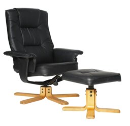 Rackhams Drake recliner + footstool in black - Black - thumbnail 2