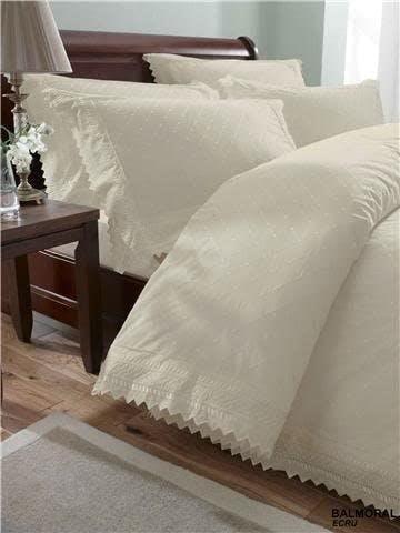 Rackhams Balmoral Percale Embroidered Duvet Cover Set - Cream - Double - image 1