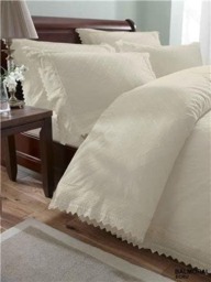Rackhams Balmoral Percale Embroidered Duvet Cover Set - Cream - Double