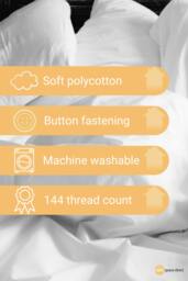 Rackhams Balmoral Percale Embroidered Duvet Cover Set - Cream - Double - thumbnail 2