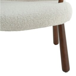 Rackhams Modern White Lamb Wool Armchair with Ottoman Set Lounge Chair with Footstool - thumbnail 5