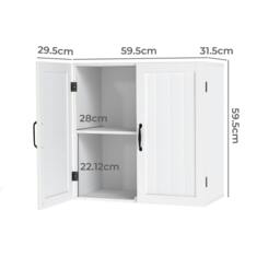 Rackhams Wall Cabinet Hanging Kitchen Cupboard Bathroom Storage Organiser White - thumbnail 3