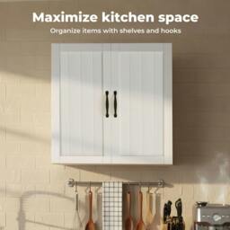 Rackhams Wall Cabinet Hanging Kitchen Cupboard Bathroom Storage Organiser White - thumbnail 5