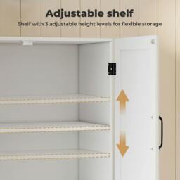 Rackhams Wall Cabinet Hanging Kitchen Cupboard Bathroom Storage Organiser White - thumbnail 6