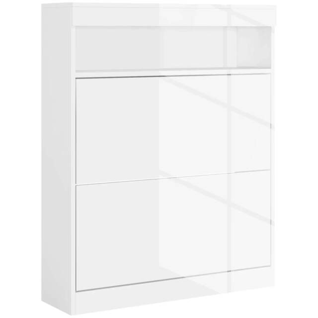 Rackhams 16 Shoe Pair Storage Cabinet, with Flip Doors - High Gloss White - image 1