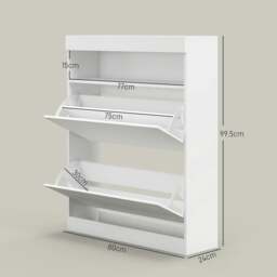 Rackhams 16 Shoe Pair Storage Cabinet, with Flip Doors - High Gloss White - thumbnail 3
