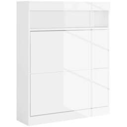 Rackhams 16 Shoe Pair Storage Cabinet, with Flip Doors - High Gloss White - thumbnail 1
