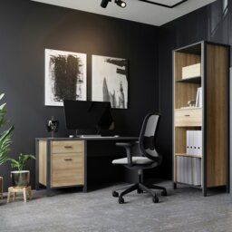 Rackhams High Rock Desk in Matt Black/Riviera Oak - Black & Riviera Oak - 56.5 - 72.3 - thumbnail 6