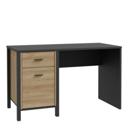 Rackhams High Rock Desk in Matt Black/Riviera Oak - Black & Riviera Oak - 56.5 - 72.3