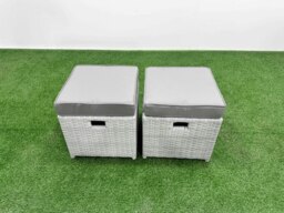 Rackhams 11-Seater Light Grey PE Rattan Outdoor Lounge Set - Adjustable Dining/Coffee Table, 3-Seater Sofa, 2 Stools - thumbnail 5