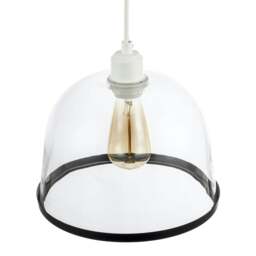 Rackhams Modern Clear Glass Bowl Pendant Light Shade with Matte Black Rim - thumbnail 3