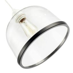 Rackhams Modern Clear Glass Bowl Pendant Light Shade with Matte Black Rim - thumbnail 4