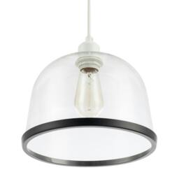 Rackhams Modern Clear Glass Bowl Pendant Light Shade with Matte Black Rim - thumbnail 6