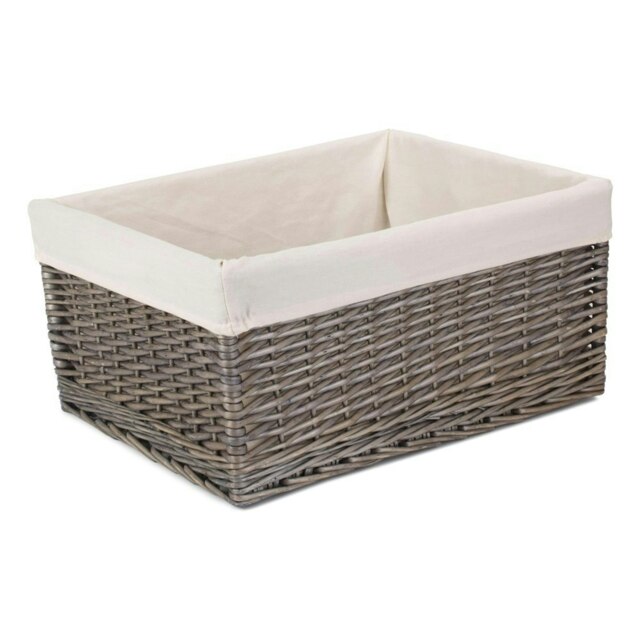 Rackhams Jumbo Antique Wash Wicker Storage Basket - White