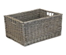 Rackhams Jumbo Antique Wash Wicker Storage Basket - White - thumbnail 2