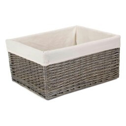 Rackhams Jumbo Antique Wash Wicker Storage Basket - White - thumbnail 1