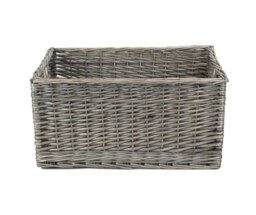 Rackhams Jumbo Antique Wash Wicker Storage Basket - White - thumbnail 3