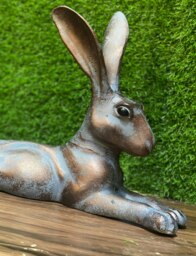 Rackhams Laying Hare Garden Sculpture Ornament Decor - Cast Aluminium - Large - 1 - thumbnail 4