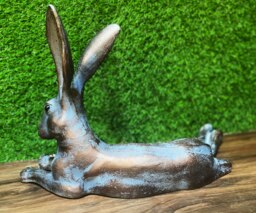 Rackhams Laying Hare Garden Sculpture Ornament Decor - Cast Aluminium - Large - 1 - thumbnail 2
