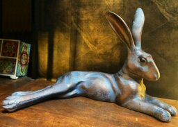 Rackhams Laying Hare Garden Sculpture Ornament Decor - Cast Aluminium - Large - 1 - thumbnail 5