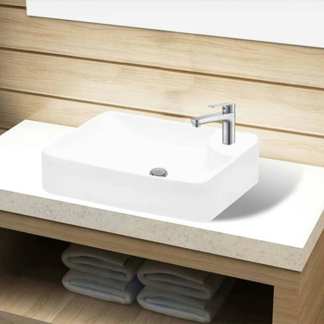 Rackhams Ceramic Bathroom Sink Basin with Faucet Hole White