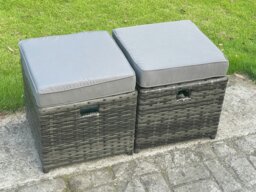 Rackhams Dark Mixed Grey Rattan Outdoor Garden Furniture Lifting Adjustable Dining Or Coffee Table Sets Lounge Sofa Recling Chairs Footstools 7 Seater - thumbnail 5