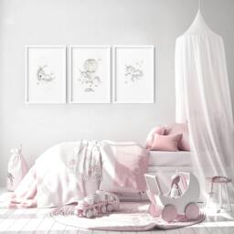 Rackhams Nursery Art Wall - Set of 3 wall art prints - 20 x 30 in / 50 x 76 cm - Satin Photo paper 280 gsm - Black Frame - thumbnail 3