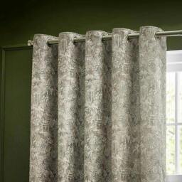 Rackhams Chenille Bengal Tiger Eyelet Curtains - Linen - 117cm x 137cm - Linen - 100% Polyester - thumbnail 3