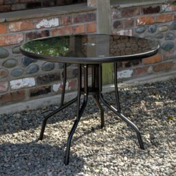 Rackhams Outdoor 4 Person Round Glass Top Garden Dining Table Chairs Set - Outdoor Furniture Sets - thumbnail 3