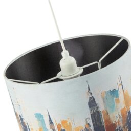 Rackhams Grunge Style City Scape Cotton Fabric Lamp Shade in Black and Orange - thumbnail 4