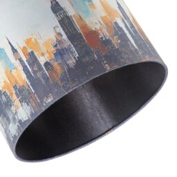 Rackhams Grunge Style City Scape Cotton Fabric Lamp Shade in Black and Orange - thumbnail 5