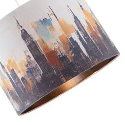 Rackhams Grunge Style City Scape Cotton Fabric Lamp Shade in Black and Orange - thumbnail 3