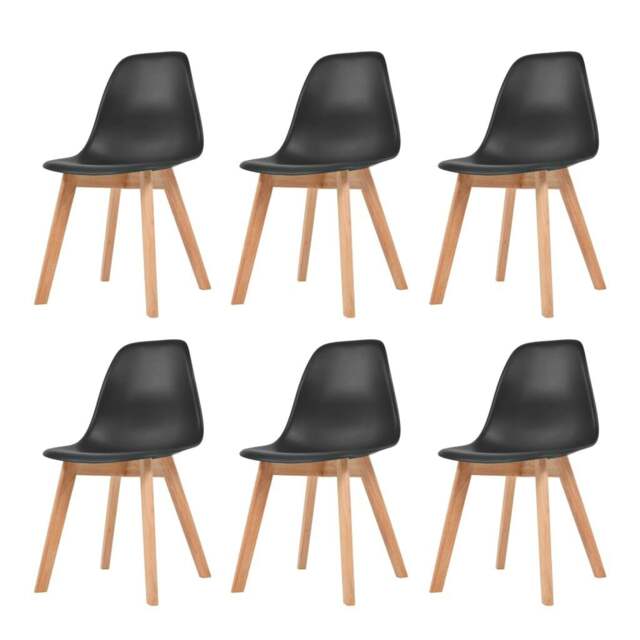 Rackhams Dining Chairs 6 pcs Black Plastic