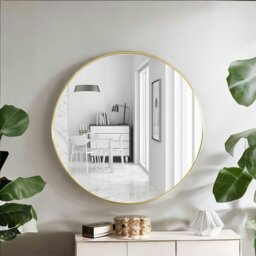 Rackhams 80CM Simple Round Wall Mirror For Bedroom Living Room Gold
