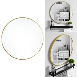Rackhams 80CM Simple Round Wall Mirror For Bedroom Living Room Gold - thumbnail 5