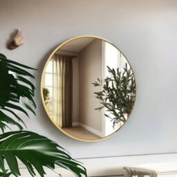 Rackhams 80CM Simple Round Wall Mirror For Bedroom Living Room Gold - thumbnail 4