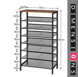 Rackhams Large Capacity Shoe Rack Tall Shoe Storage Shelf for 21 to 28 Pairs - thumbnail 5