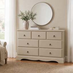 Rackhams Romance Large 3 Over 4 Chest of Drawers, Assembled Wide Bedroom Storage - Oatmeal (Cream tone)