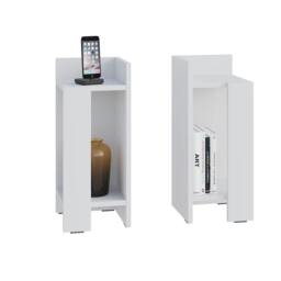Rackhams Elos Bedside Tables Set of 2 Modern Narrow Design with Storage Shelves Right&Left 25x25x60cm - White - thumbnail 1