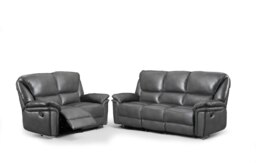 Rackhams Boston Grey Leather Aire Manual Reclining Sofa Suite - thumbnail 2
