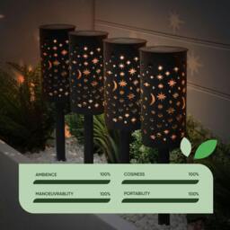 Rackhams Pack of 4 Solar Stake Lights – Night Sky Lantern LED Lights - thumbnail 5