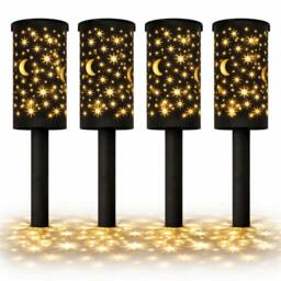 Rackhams Pack of 4 Solar Stake Lights – Night Sky Lantern LED Lights