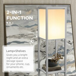 Rackhams Shelf Floor Lamp with Dual Light, for Living Room Black - thumbnail 5