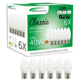 Rackhams B22 Bayonet LED Candle 4.7W Energy Saving Light Bulbs - Pack of 6 - thumbnail 1