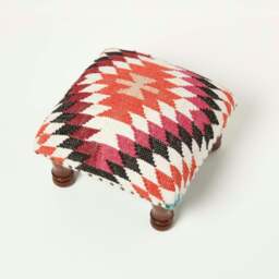 Rackhams Manila Handwoven Kilim Footstool - 50 x 30 cm - thumbnail 6