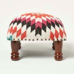 Rackhams Manila Handwoven Kilim Footstool - 50 x 30 cm - thumbnail 2