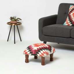 Rackhams Manila Handwoven Kilim Footstool - 50 x 30 cm - thumbnail 3