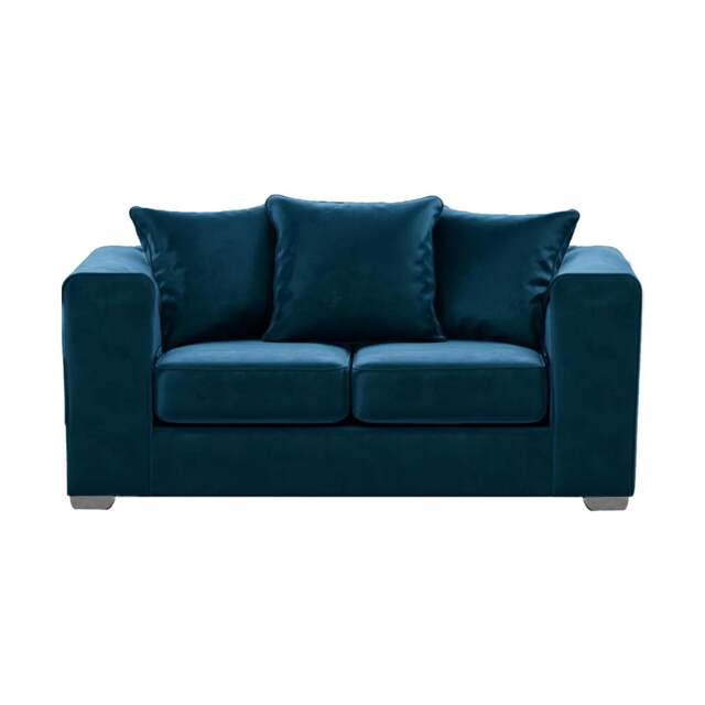 Rackhams Ella Plush Velvet Fabric 2 Seater Sofa - Blue - image 1